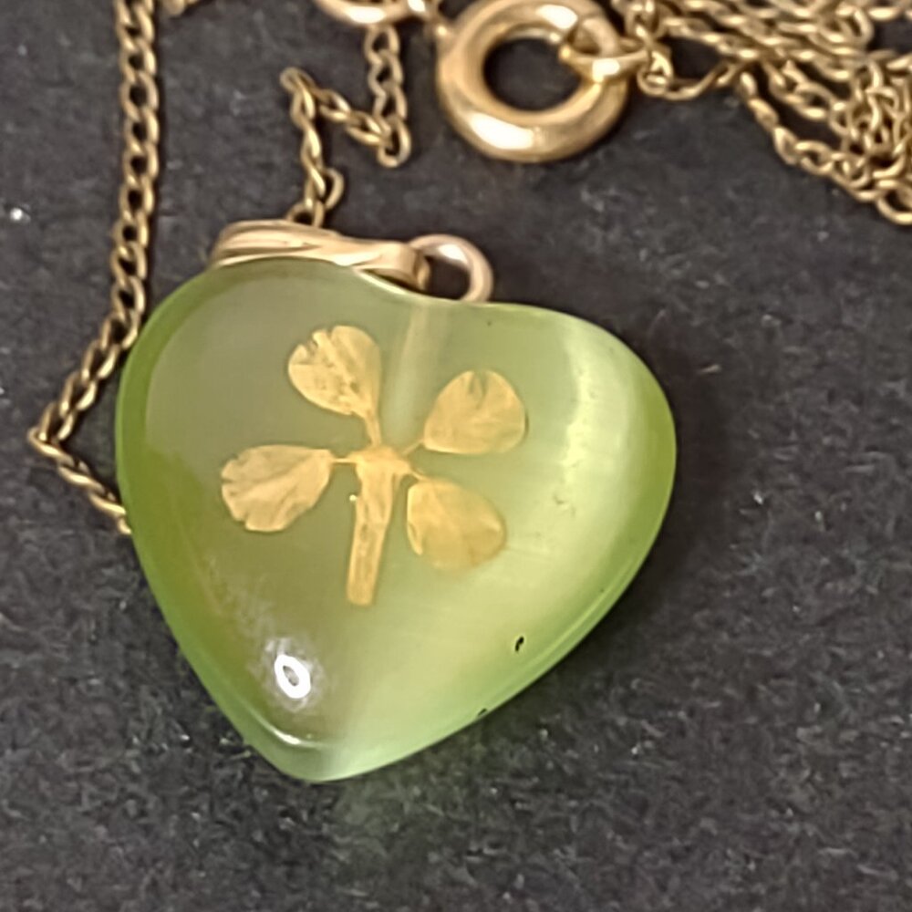 15" Lucky Four Leaf Clover 12K GF Pendant Necklace - Picture 2 of 11